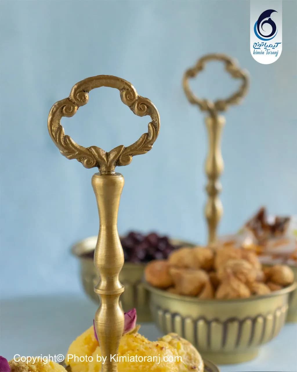 آجیل خوری سه قلو خطی سایز 1 برنجی - 3