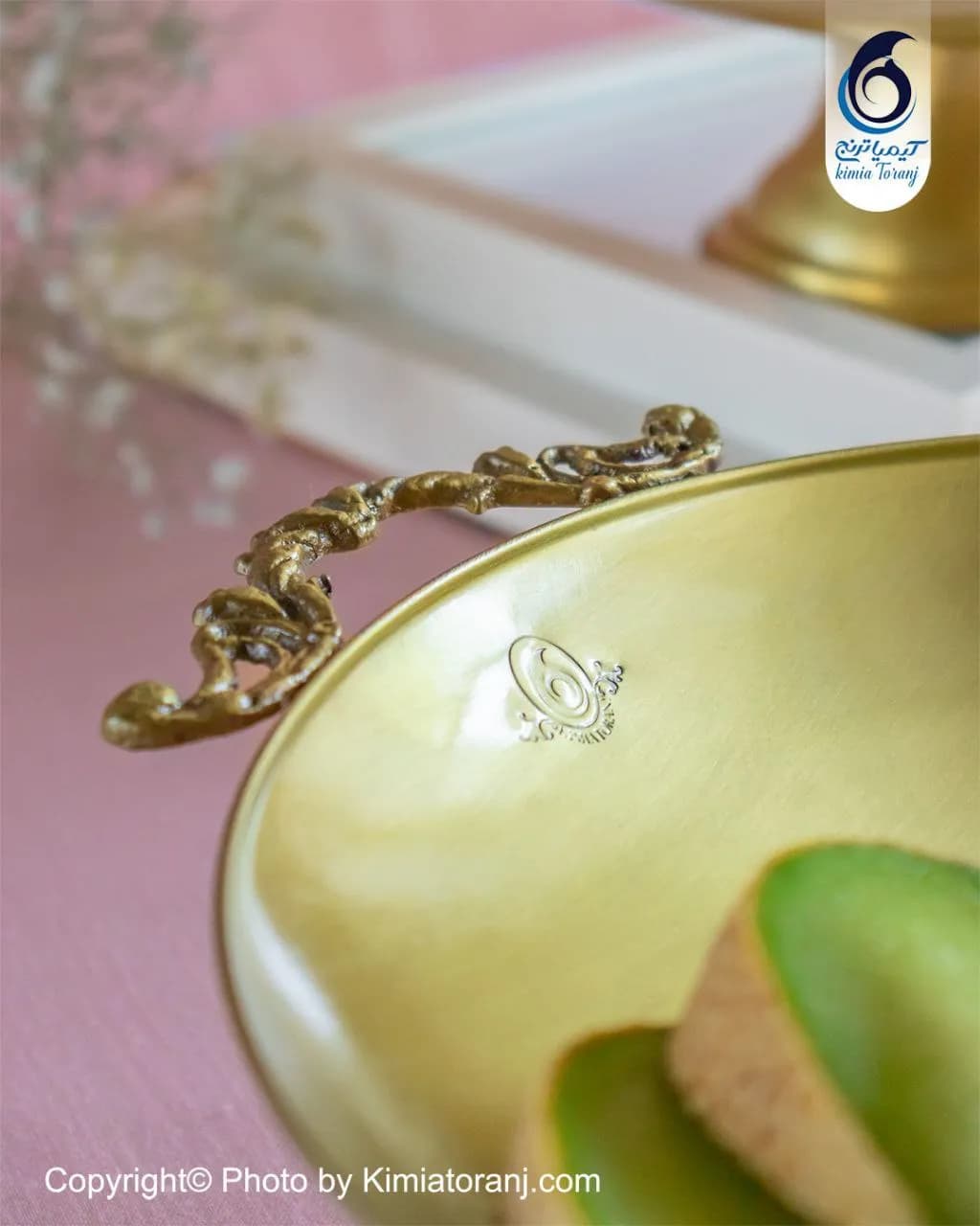 میوه خوری تک پایه قطر 30 دسته دار برنجی - 2