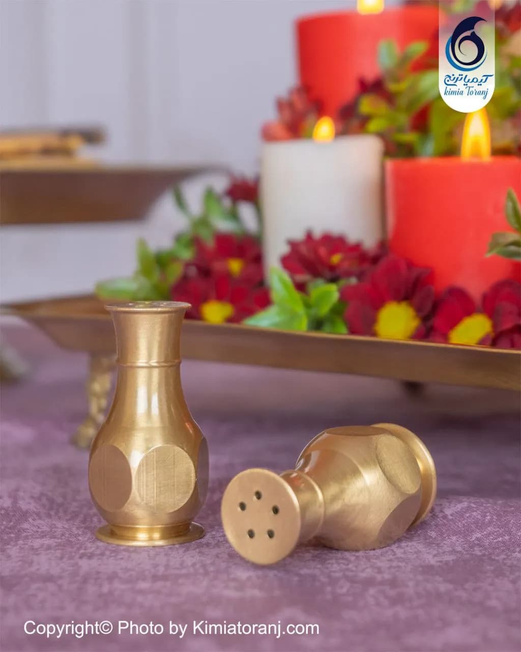 نمکدان شش ضلعی کوچک برنجی - 2