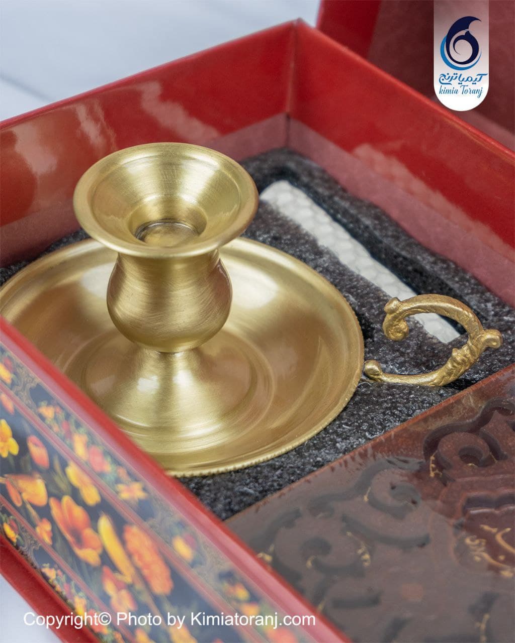 پک هدیه گل و مرغ شمعدان برنجی - 3