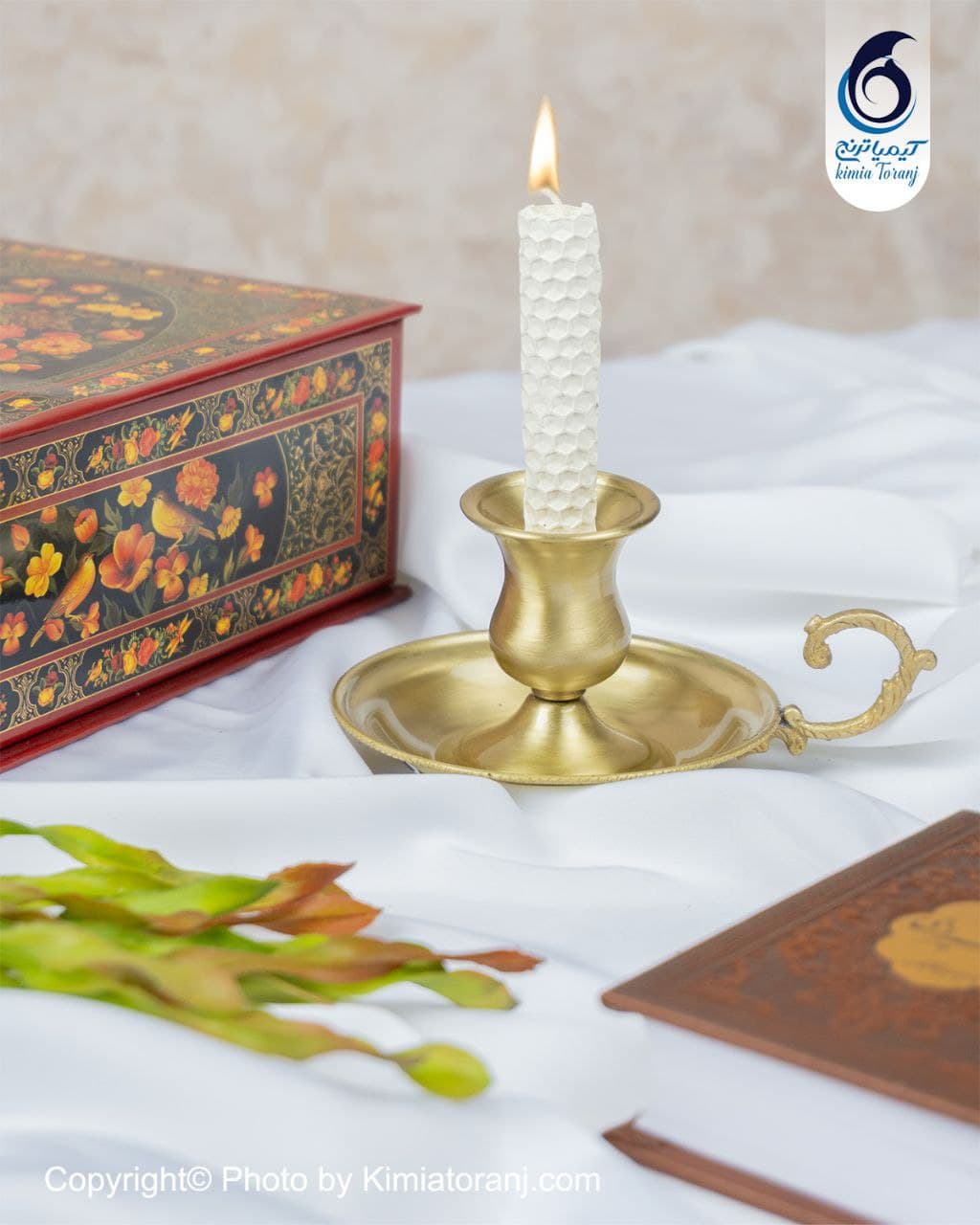 پک هدیه گل و مرغ شمعدان برنجی - 2