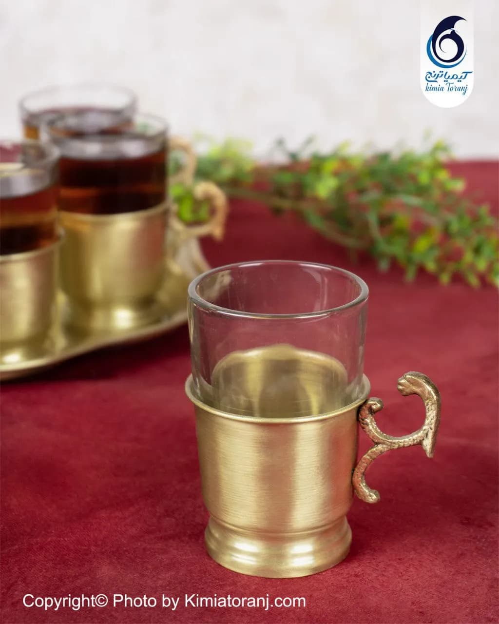 ست چایخوری ۴ نفره ساده برنجی با قندان کوچک - 2