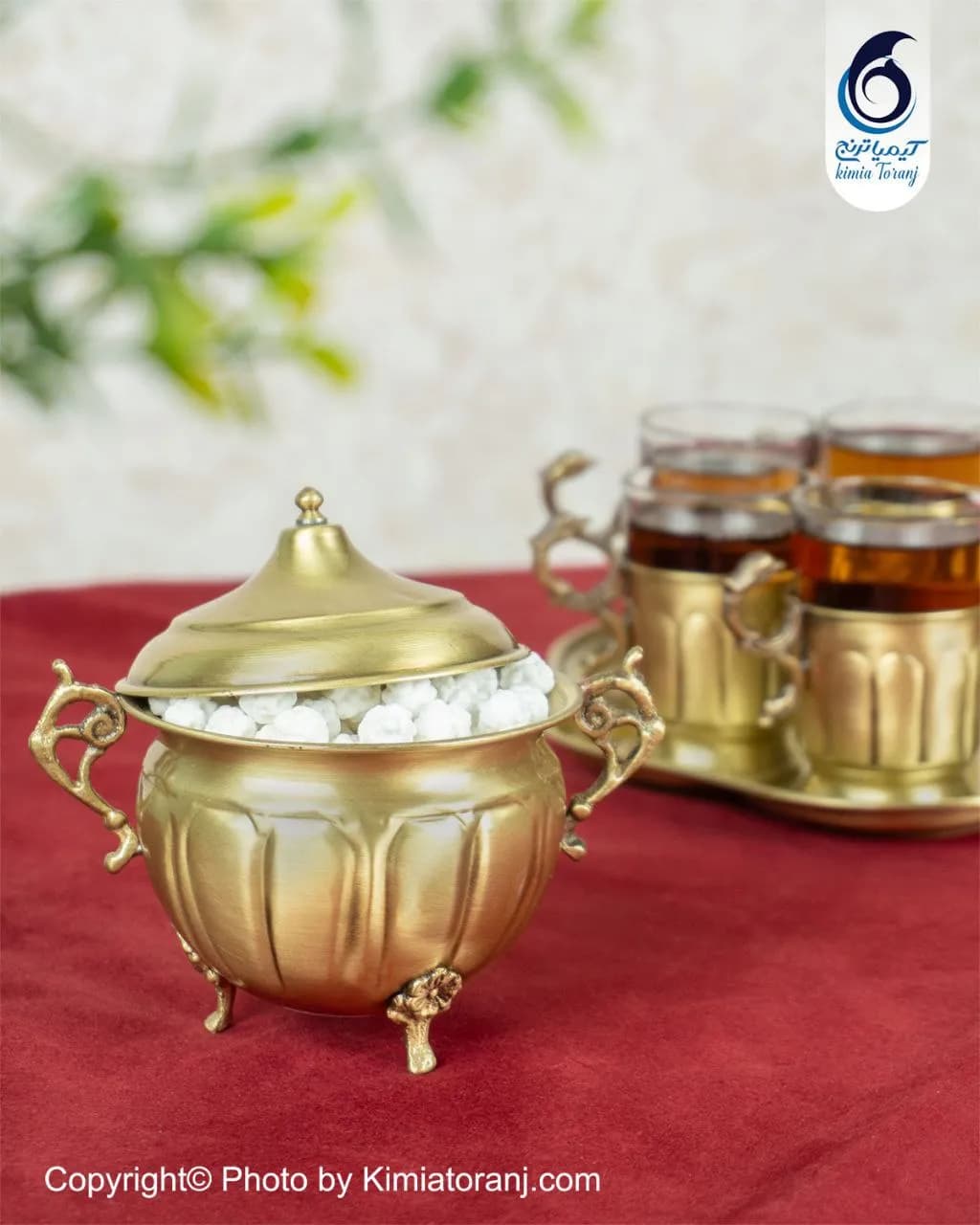 ست چایخوری ۴ نفره خطی برنجی - 2