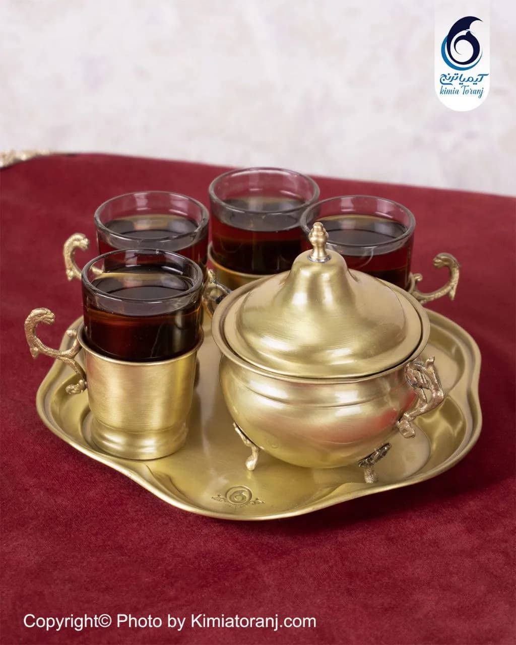 ست چایخوری ۴ نفره ساده برنجی