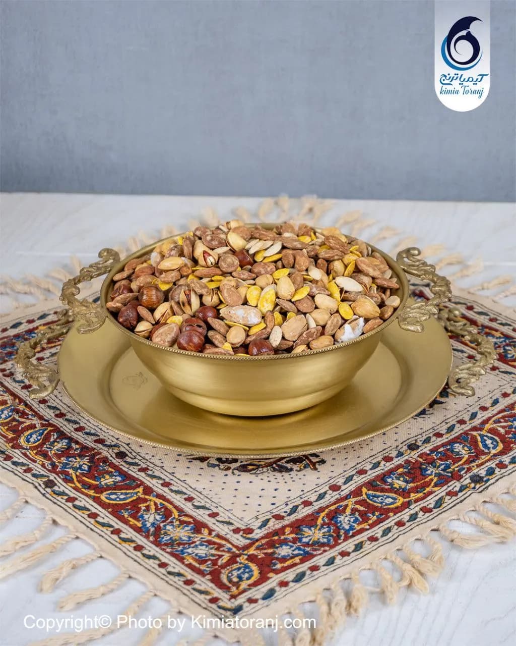 ست آجیل خوری ساده بدون پایه دسته دار برنجی