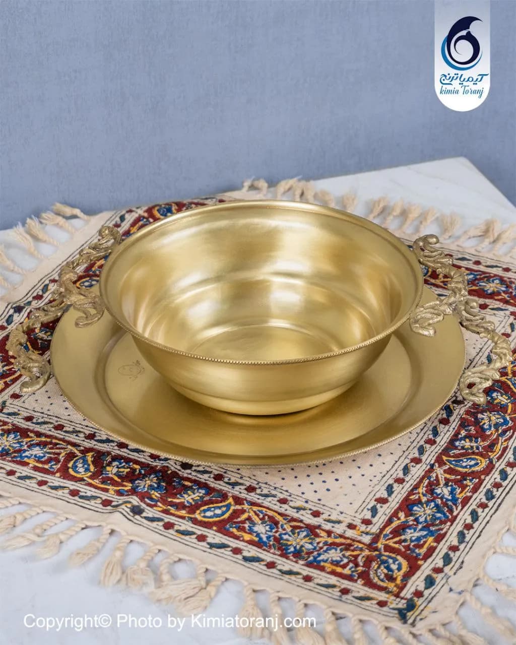 ست آجیل خوری ساده بدون پایه دسته دار برنجی - 3