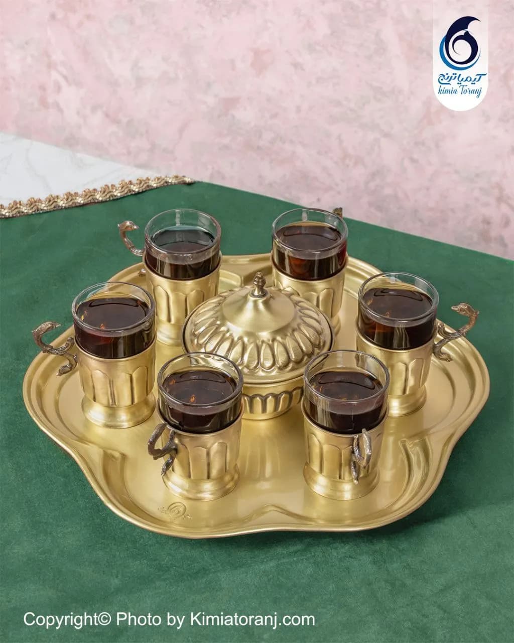 ست چایخوری ۶ نفره خطی برنجی