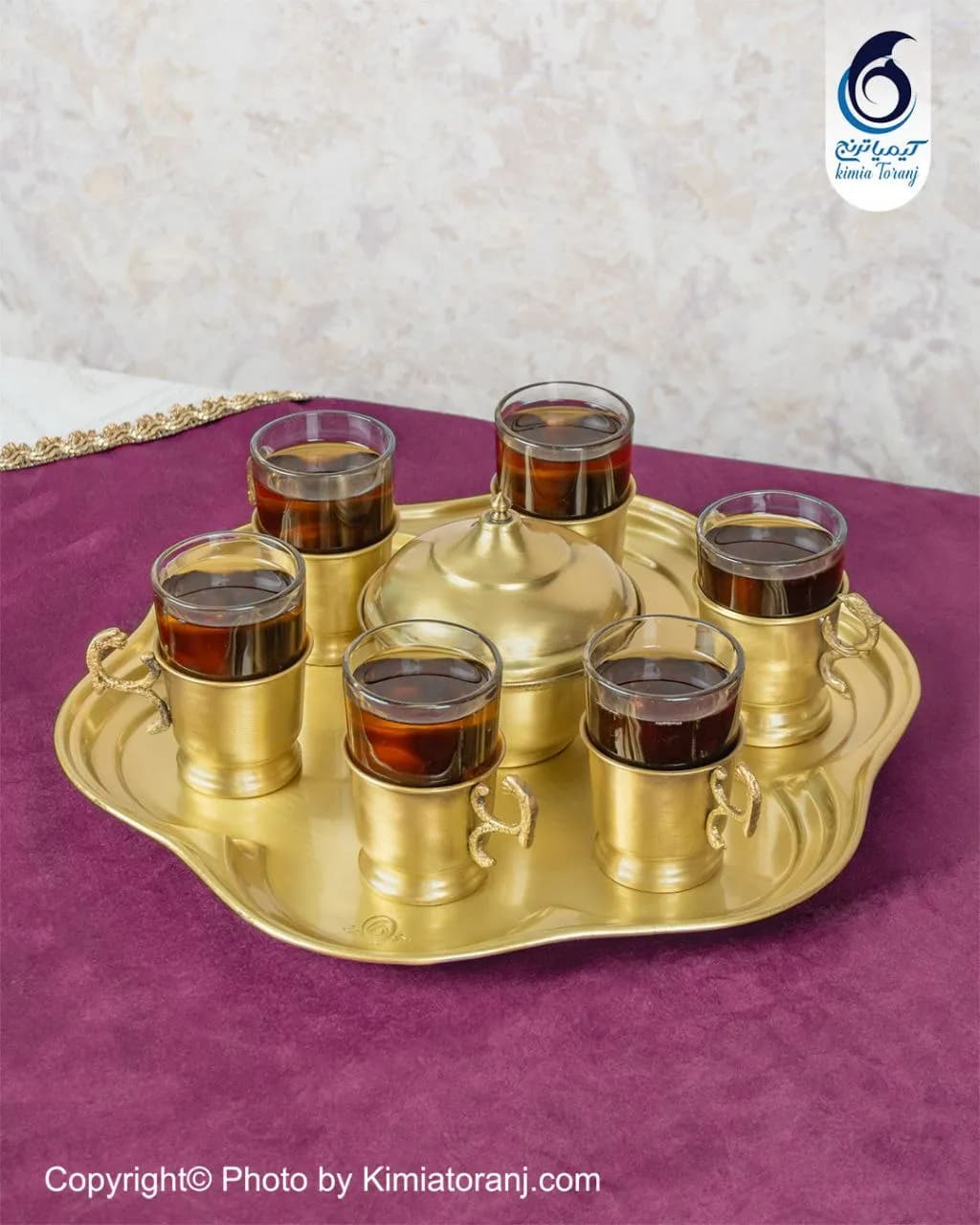 ست چایخوری ۶ نفره ساده برنجی