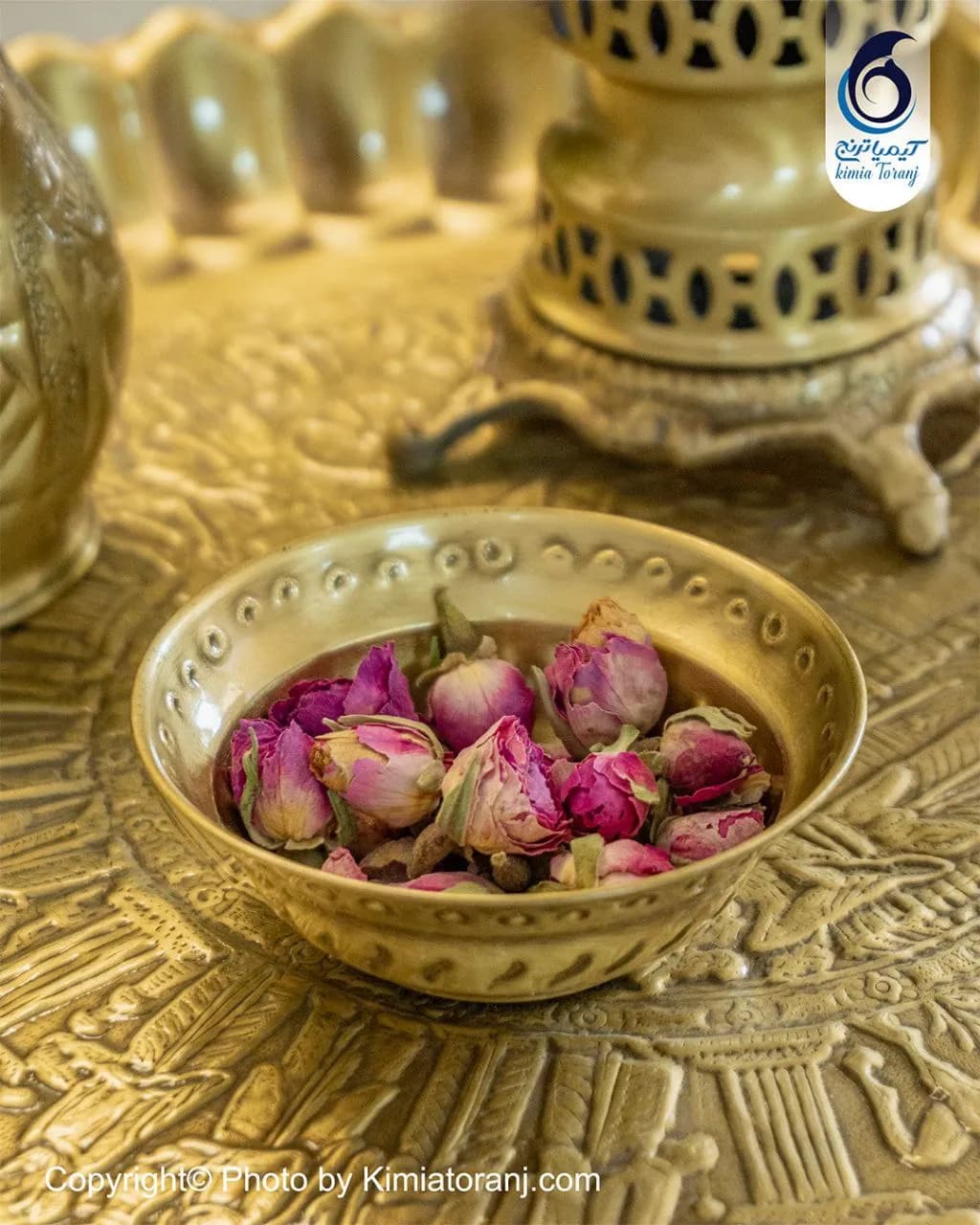 سرویس سماور ذغالی قلمزنی ۸ تکه برنجی