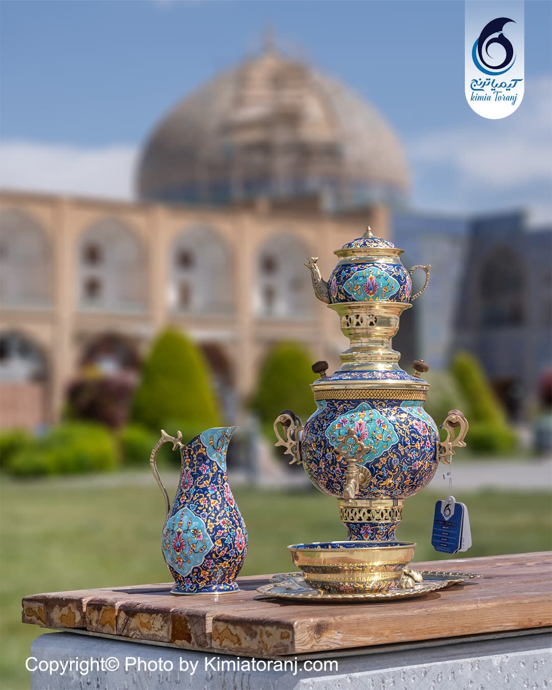 سرویس سماور دکوری 3  لیتری نقاشی پرداز توپی دسته توری
