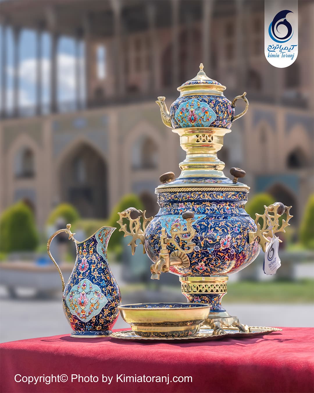 سرویس سماور دکوری 6  لیتری نقاشی پرداز عدسی دسته توری