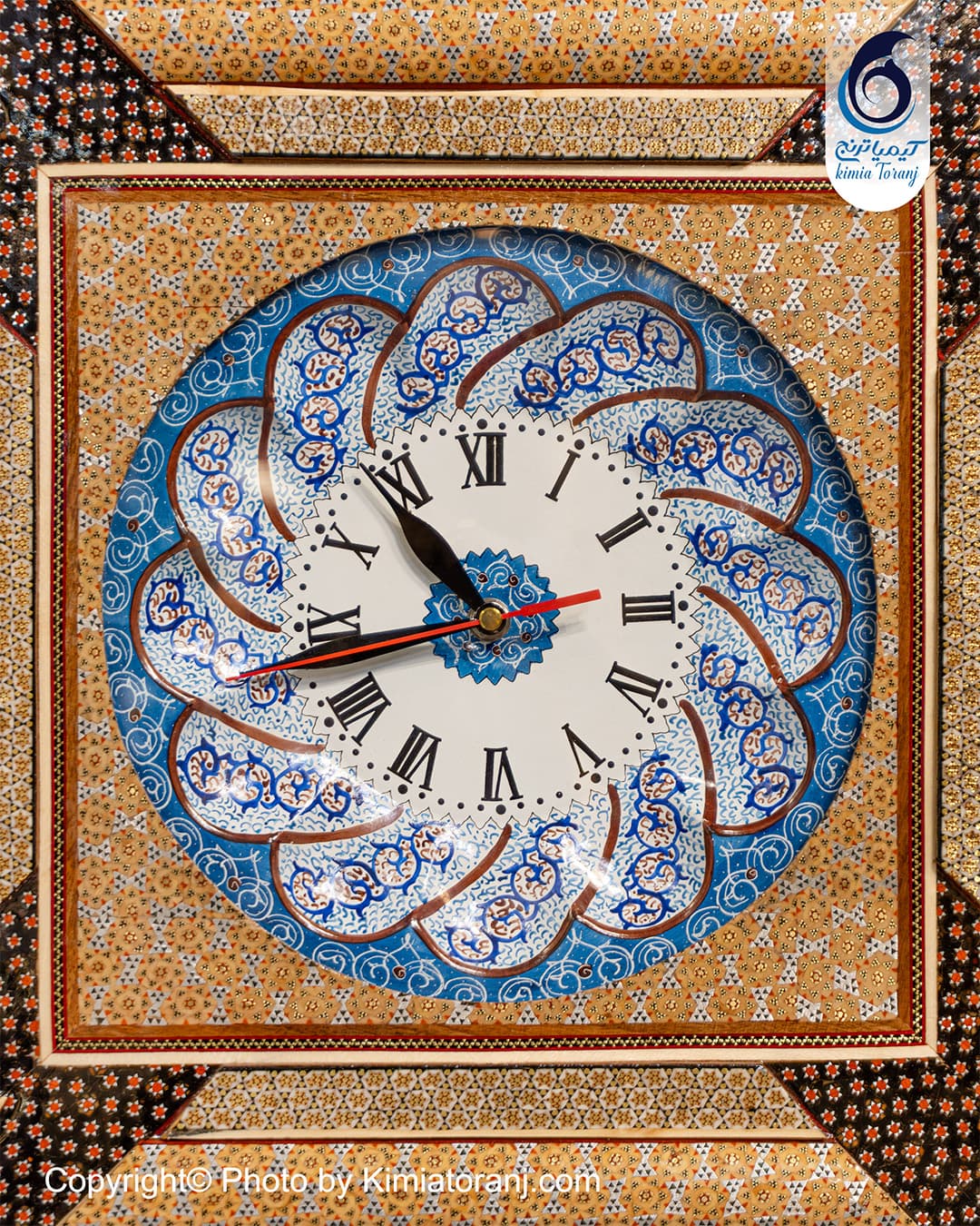 ساعت چهارگوش تمام خاتم با صفحه مینا - 3