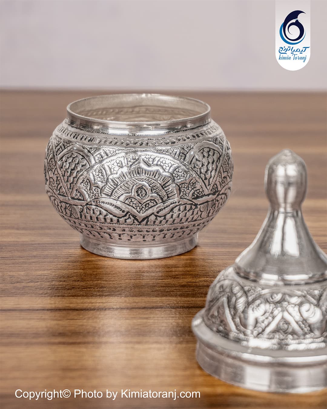 قندان نقلی شبه نقره قلم اسلیمی - 2