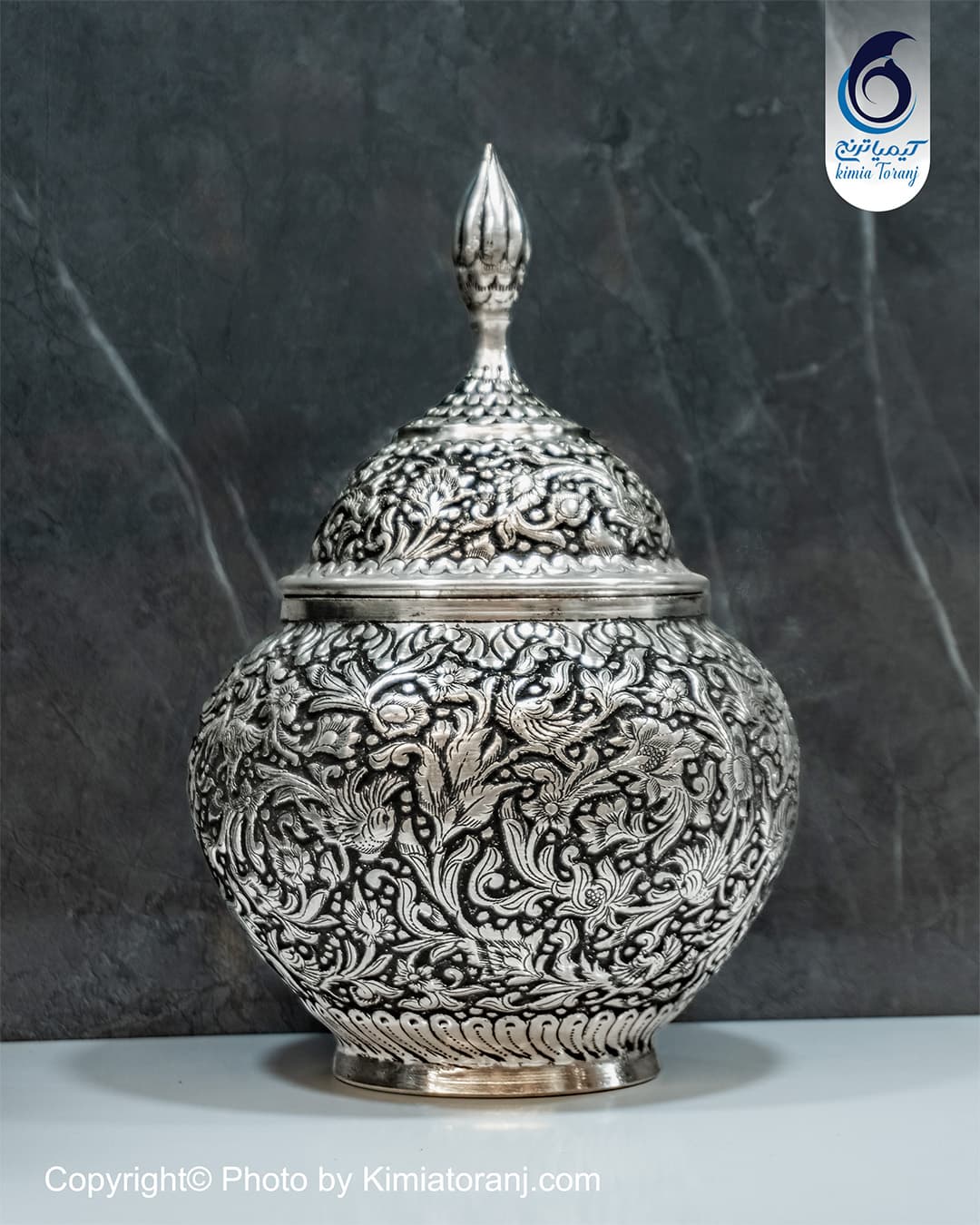 شکلاتخوری قلم زنی گل و مرغ  برجسته