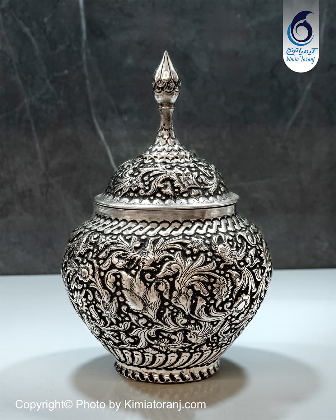 شکلاتخوری قلم زنی گل و مرغ  برجسته - 3