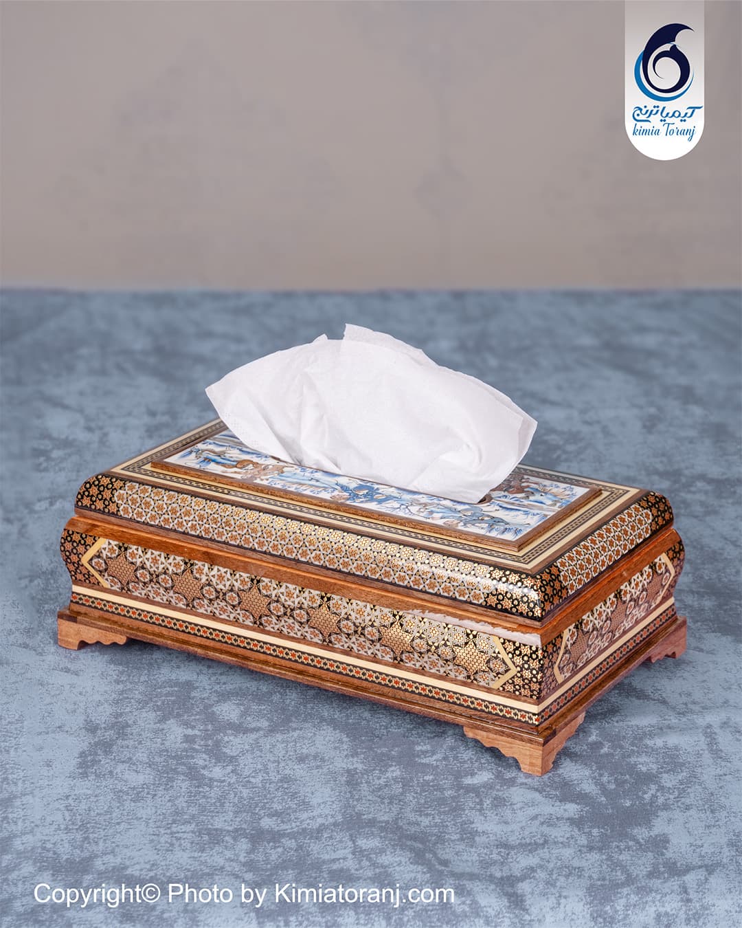 جا دستمال مینیاتور آبی