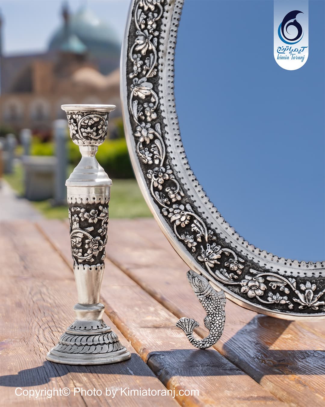آینه شمعدان بیضی تاجدار گل برجسته مناسب جهیزیه و دکوراسیون کلاسیک
