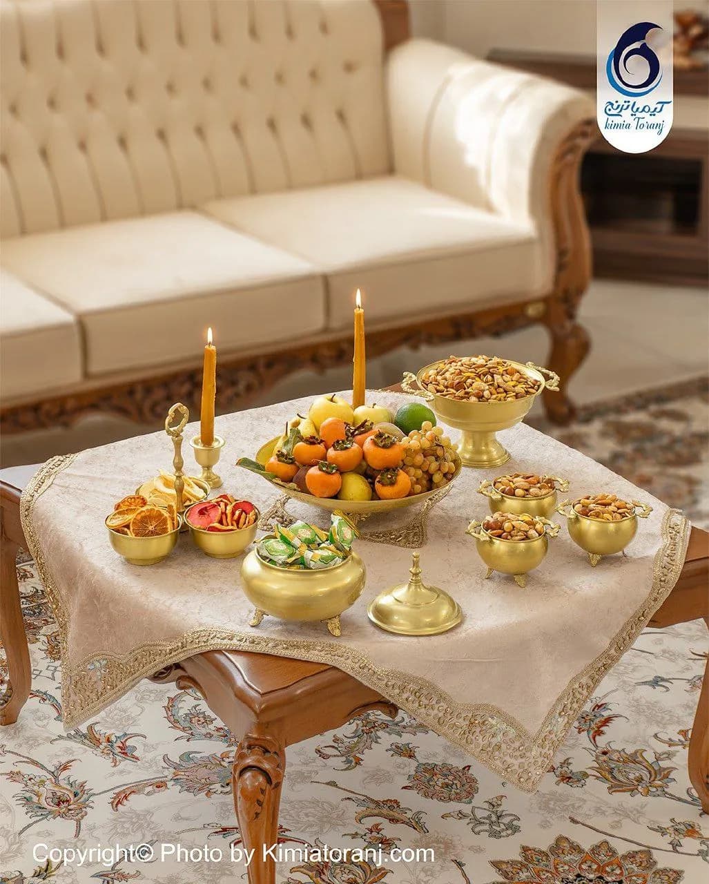 سرویس پذیرایی ساده  برنجی ضخیم