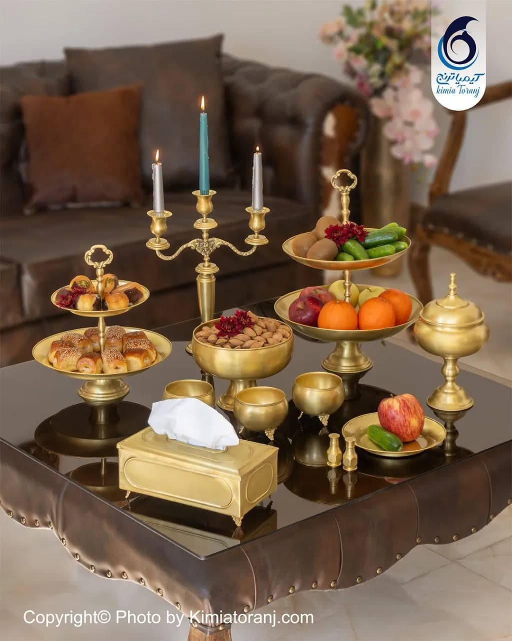 سرویس پذیرایی عروس ساده  برنجی ضخیم