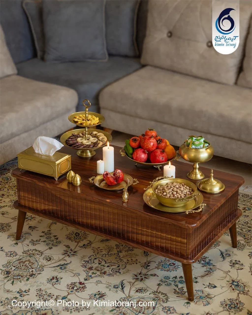 سرویس پذیرایی ساده  برنجی ضخیم