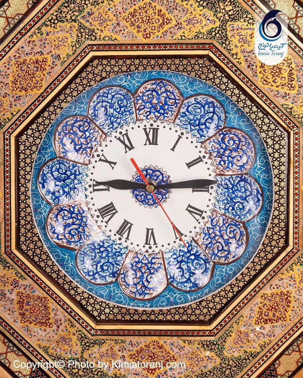 ساعت خاتم کاری هشت ضلعی با صفحه مینا - 2