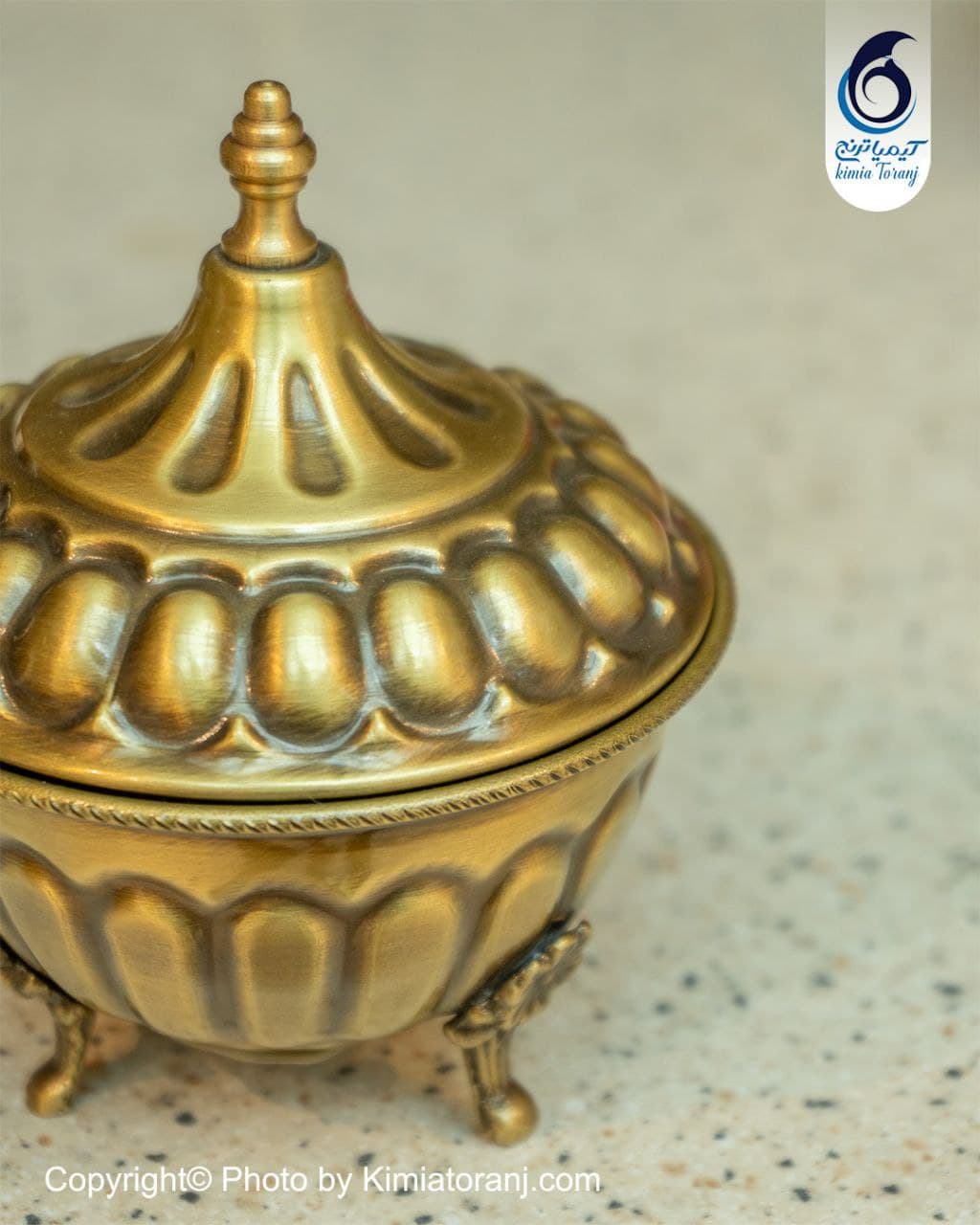 قندان کوچک سه پایه خطی برنجی - 2