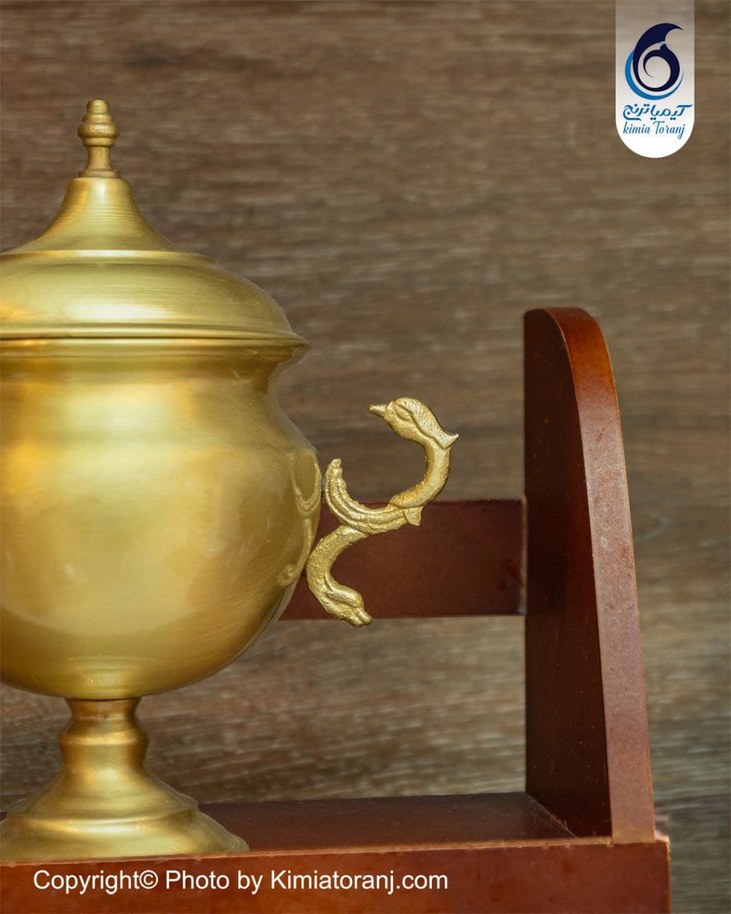 قندان کلوزه ای تک پایه دسته دار ساده برنجی - 2