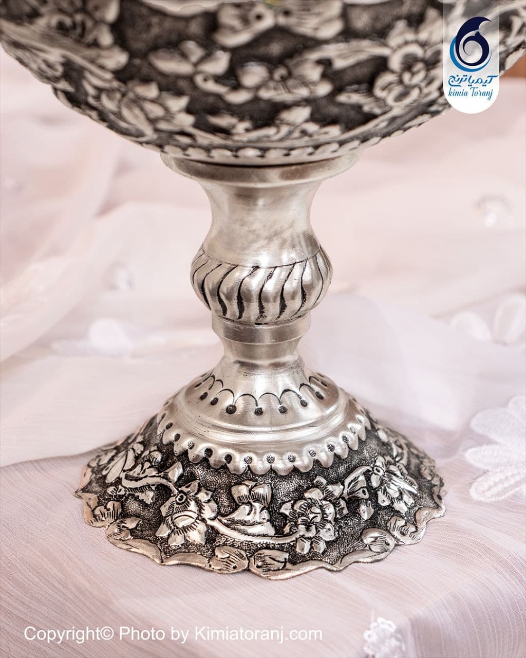 کشکول شبه نقره قلم گل برجسته سایز 1 - 3