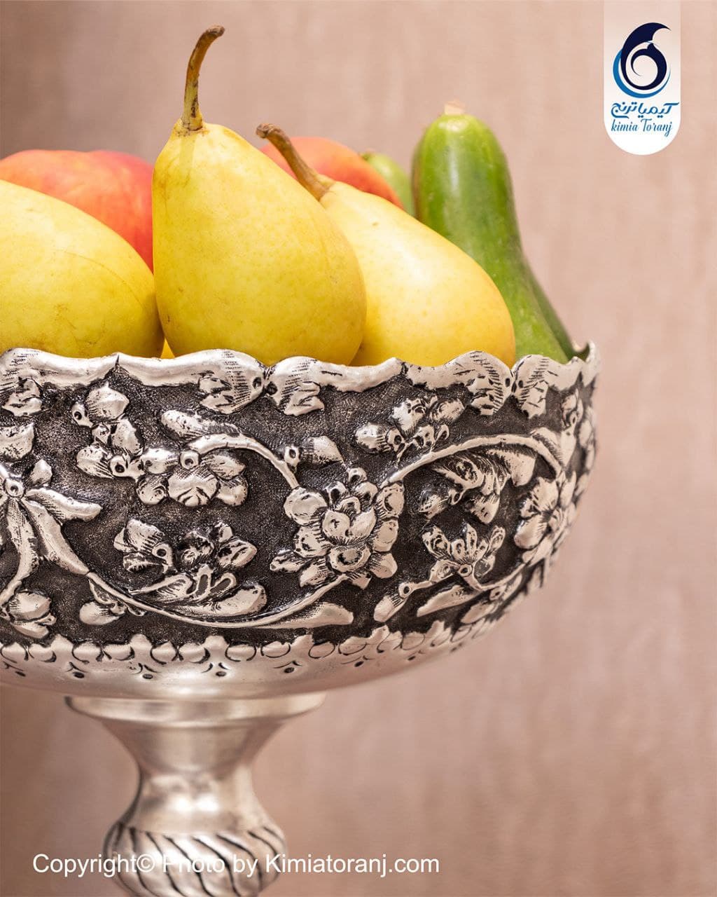 میوه خوری شبه نقره قلم گل برجسته - 2