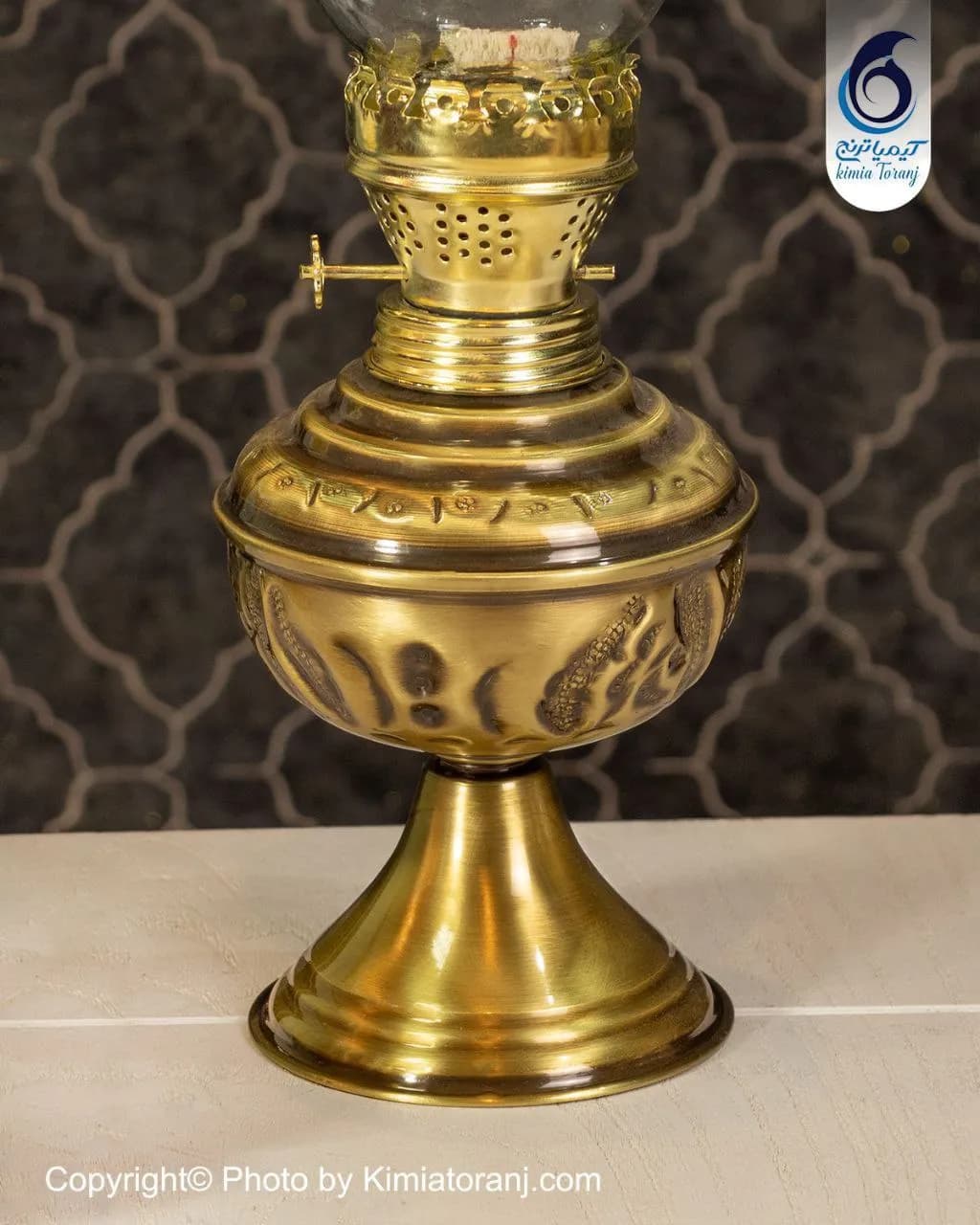 چراغ متوسط قلم زنی برنجی - 2