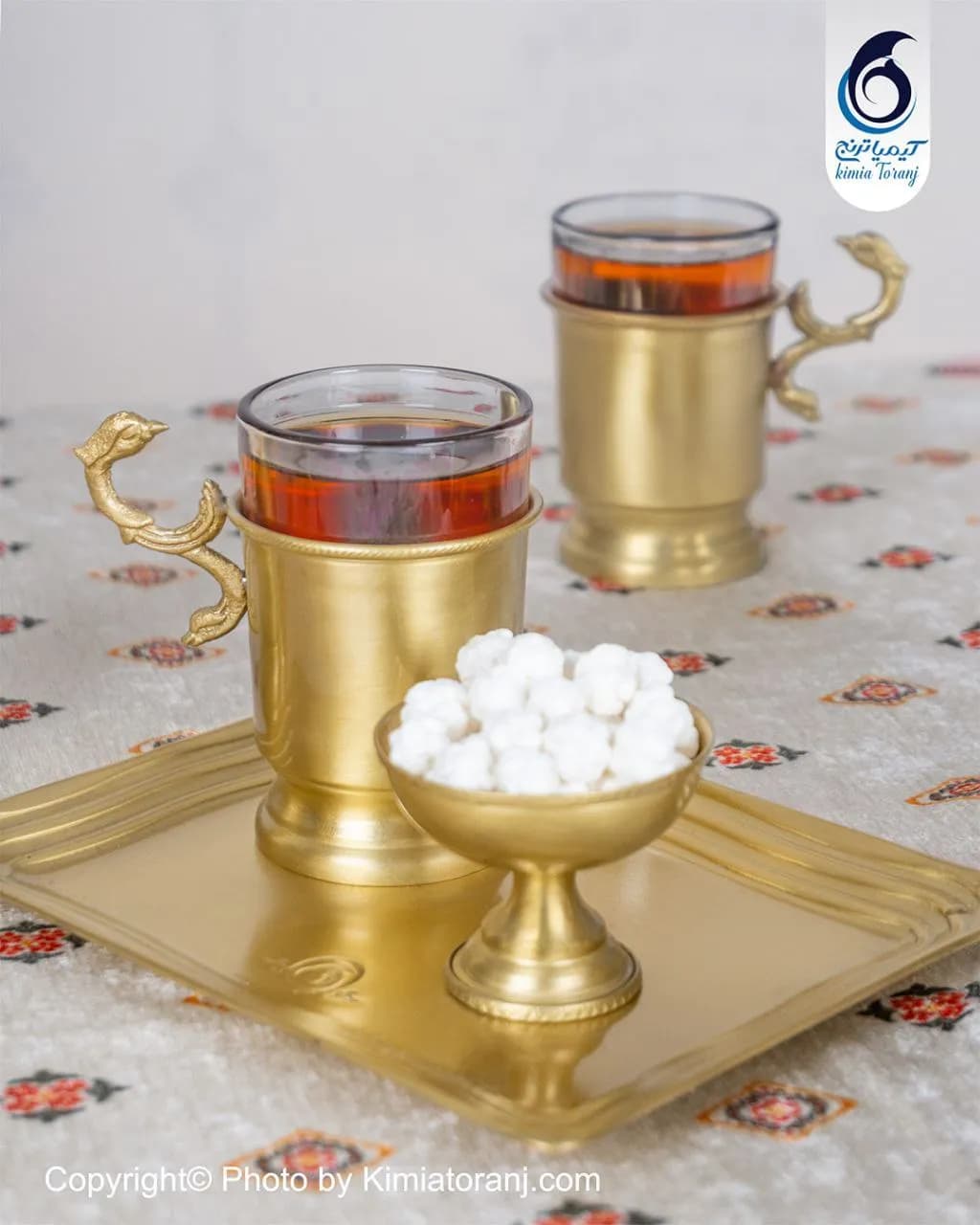 ست چایخوری دونفره ساده  برنجی ضخیم - 2