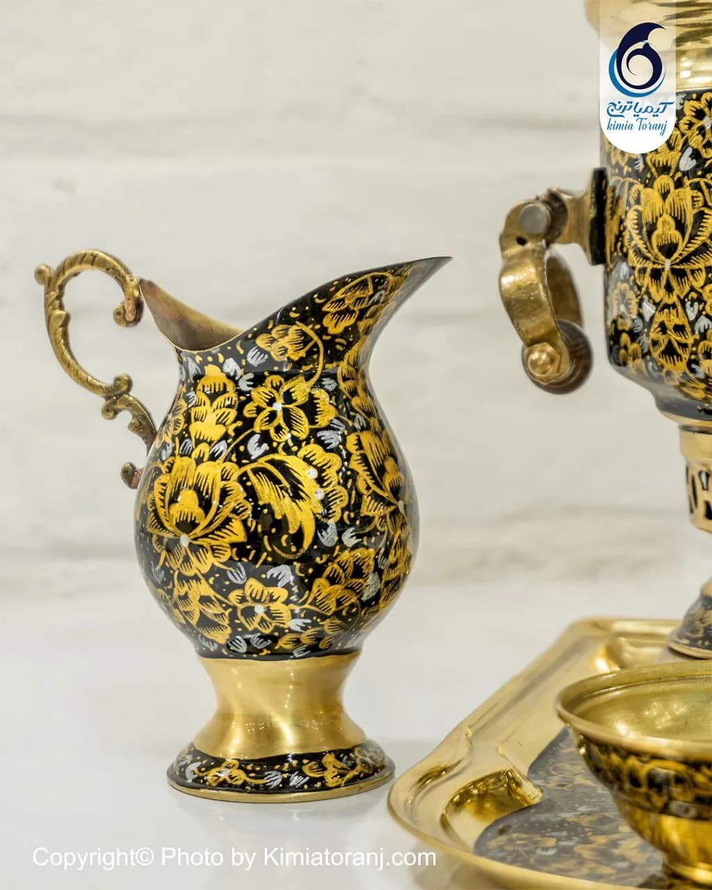 سرویس سماور زرینه 1 لیتر استوانه برنجی - 3