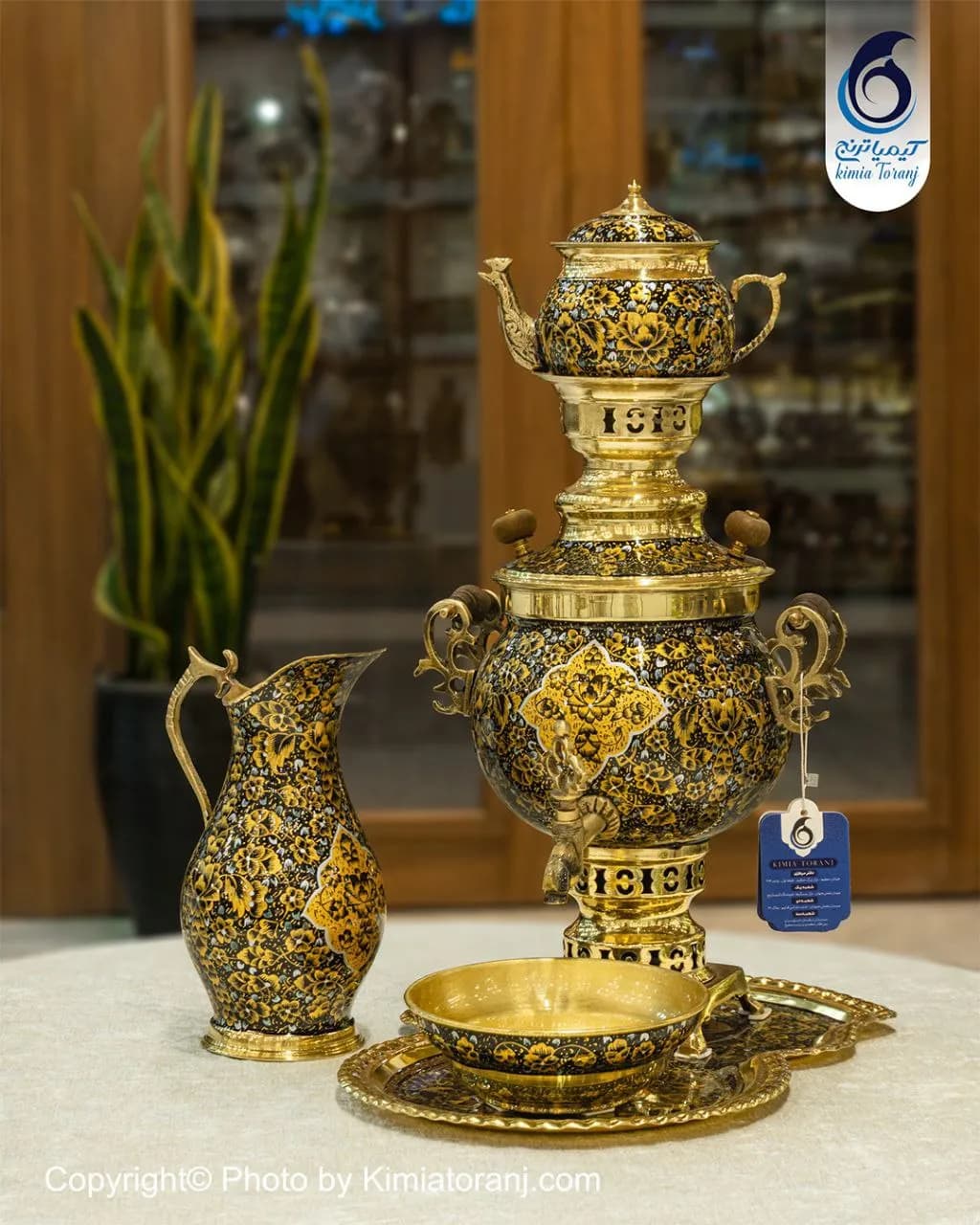 سرویس سماور زرینه 3 لیتر توپی برنجی