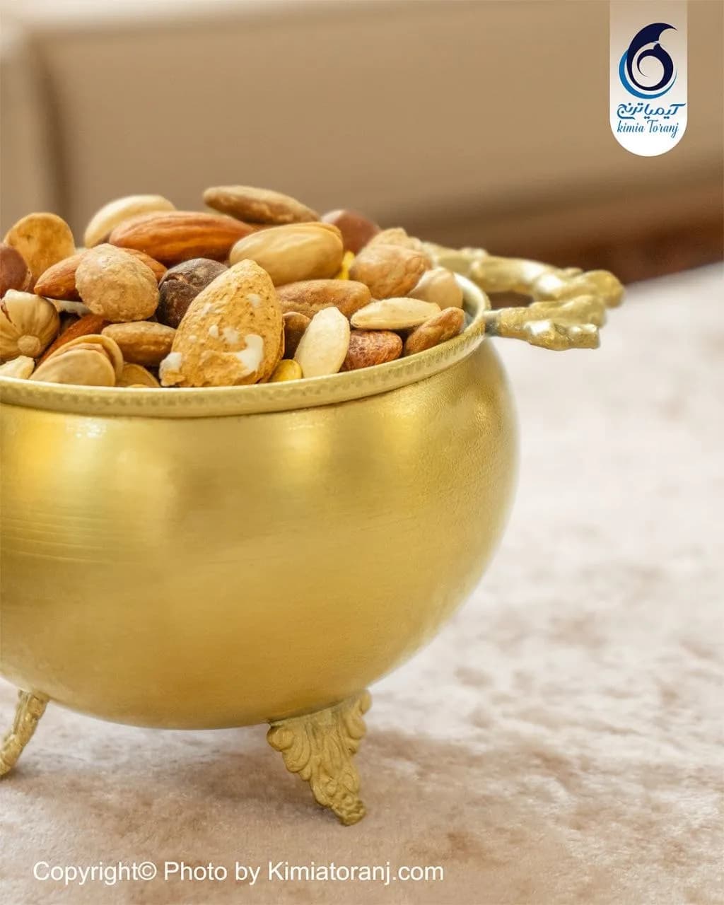 پسته خوری کوچک ساده دسته دار برنجی - 3