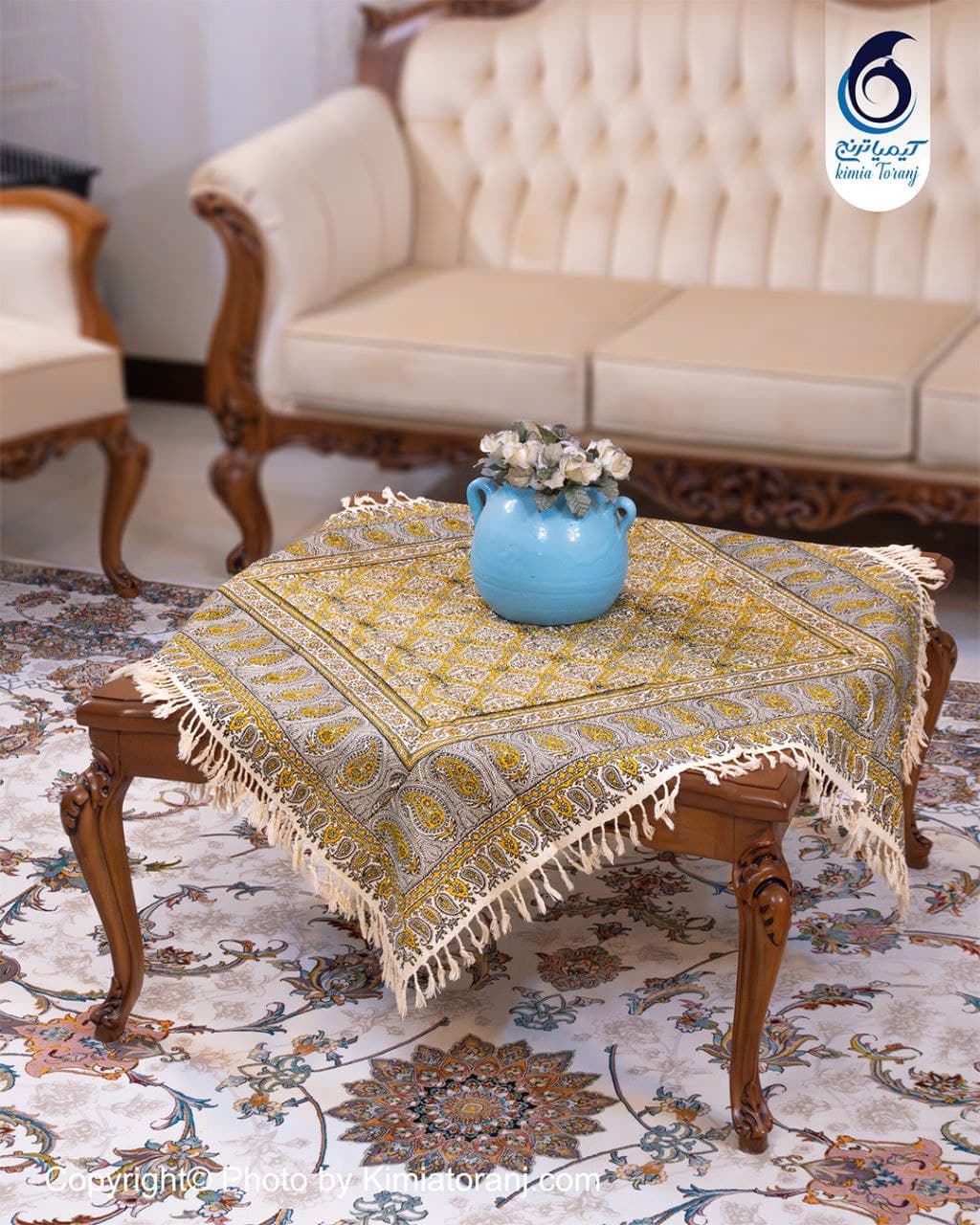 پارچه قلم کار حاشیه پهن طرح سلطنتی
