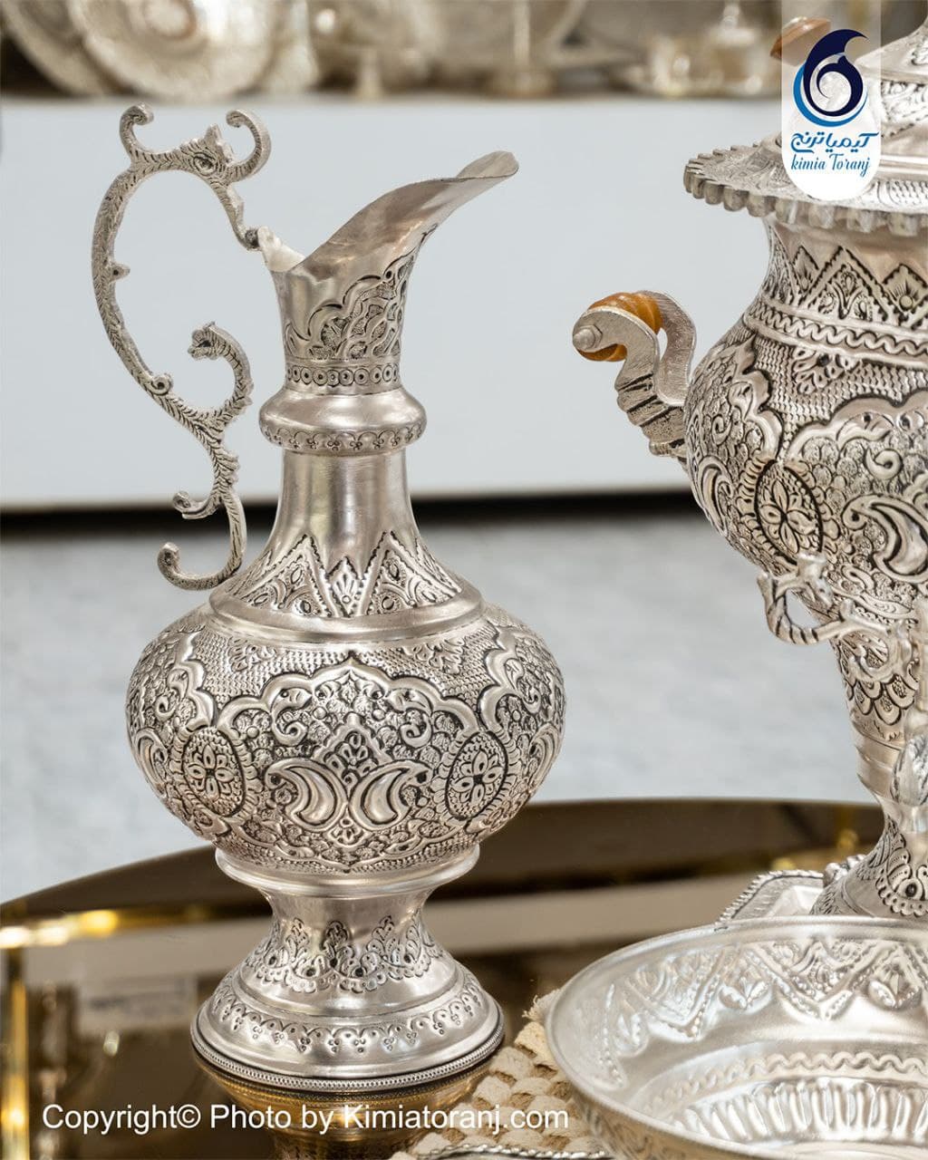 سماور شبه نقره قلم اسلیمی - 4