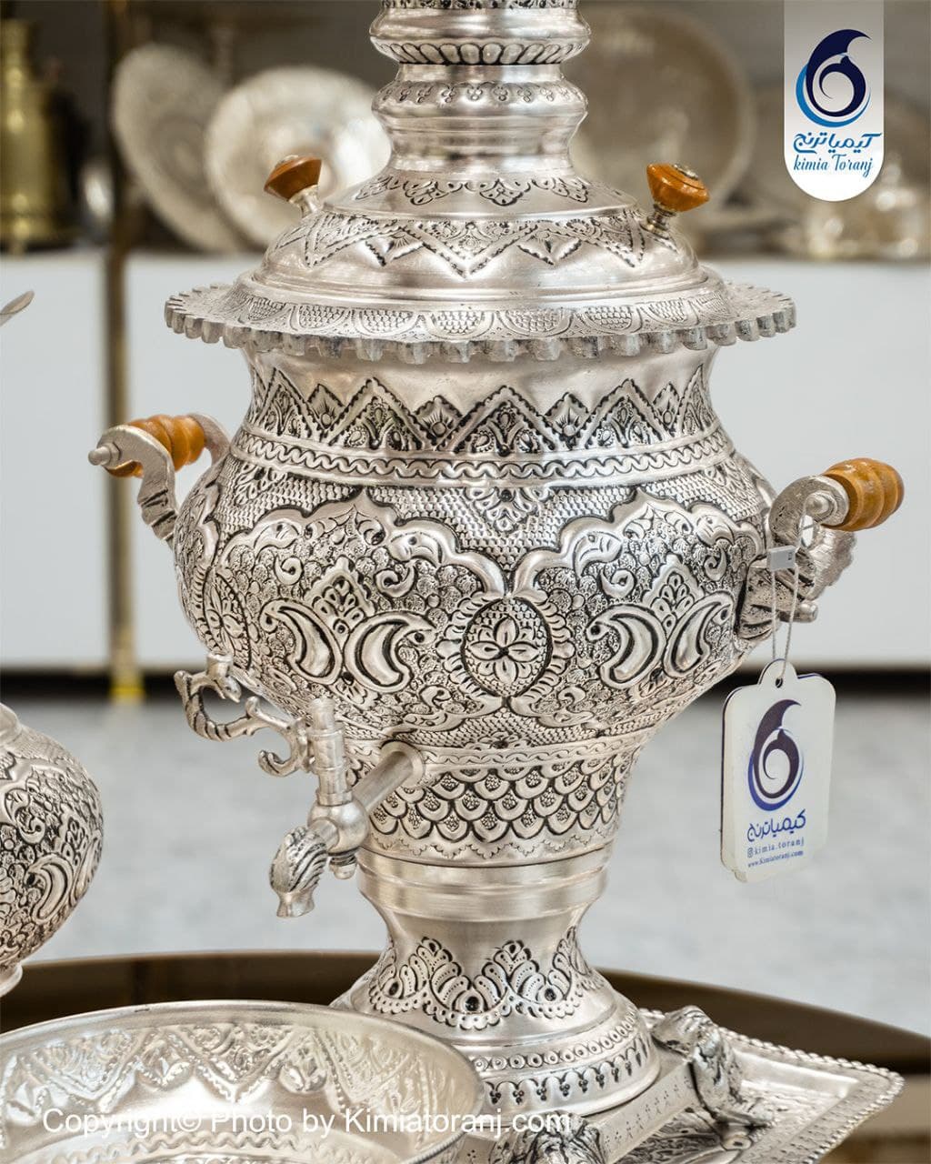 سماور شبه نقره قلم اسلیمی - 3