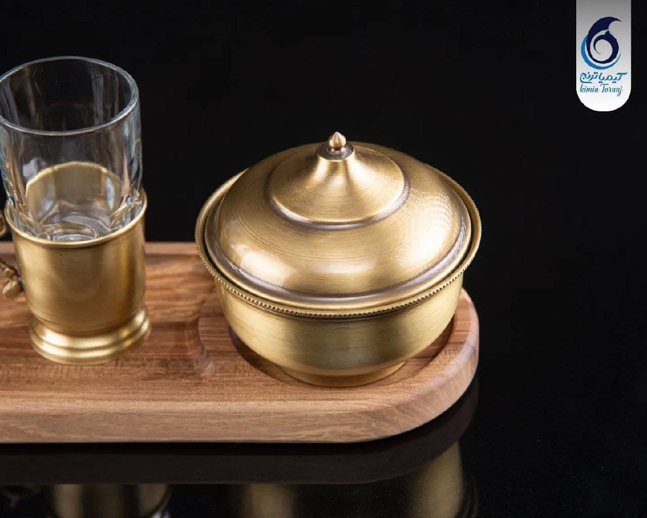 ست چایخوری 3 نفره چوبی و  برنجی ساده - 3