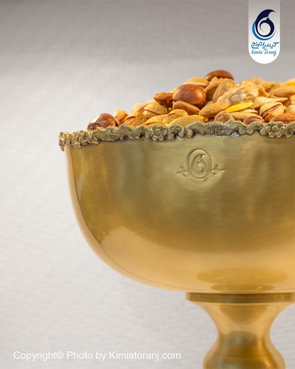 کاسه تک پایه ساده لبه زه سایز 3 برنجی ضخیم - 2