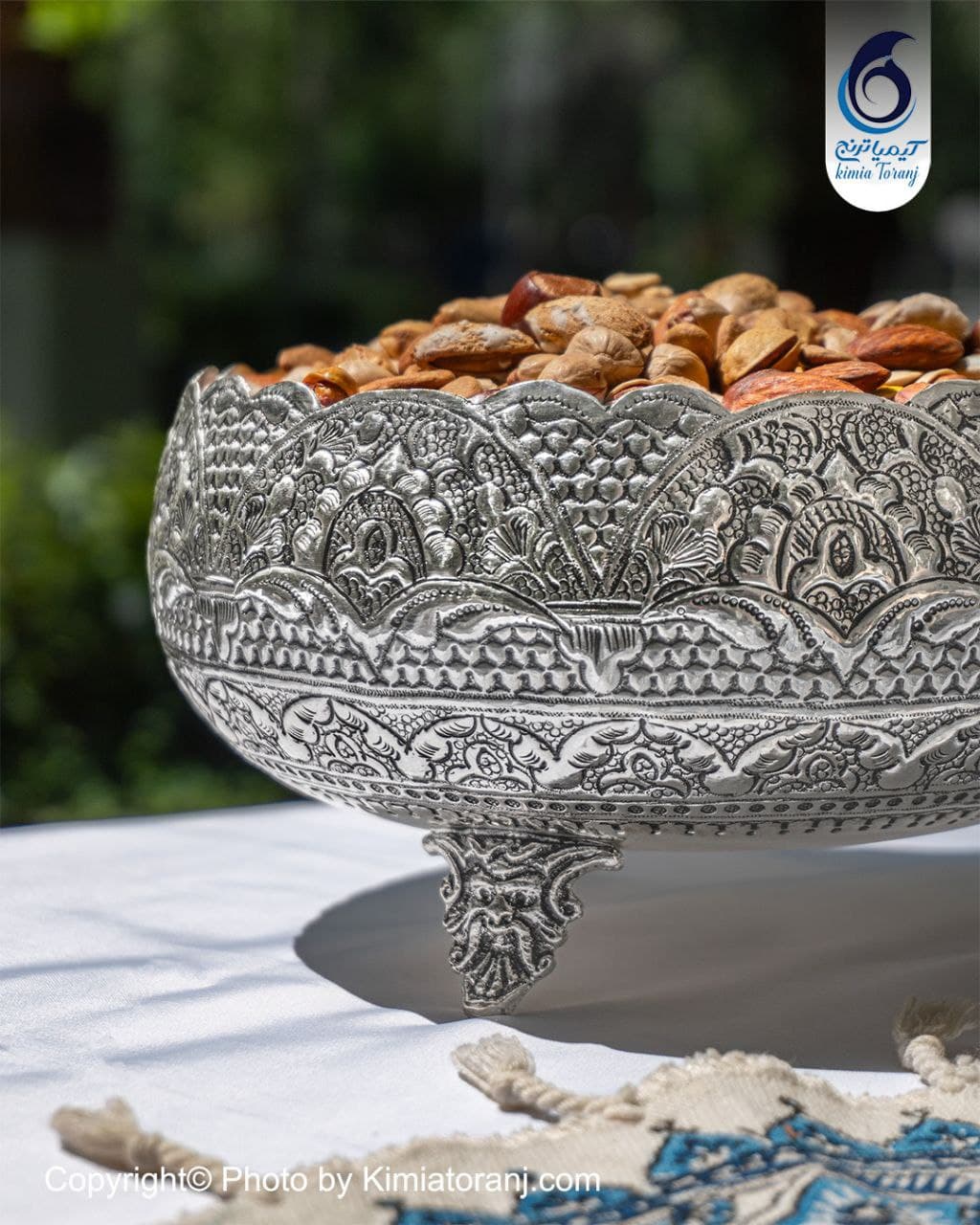 پسته خوری شبه نقره قلم اسلیمی - 2