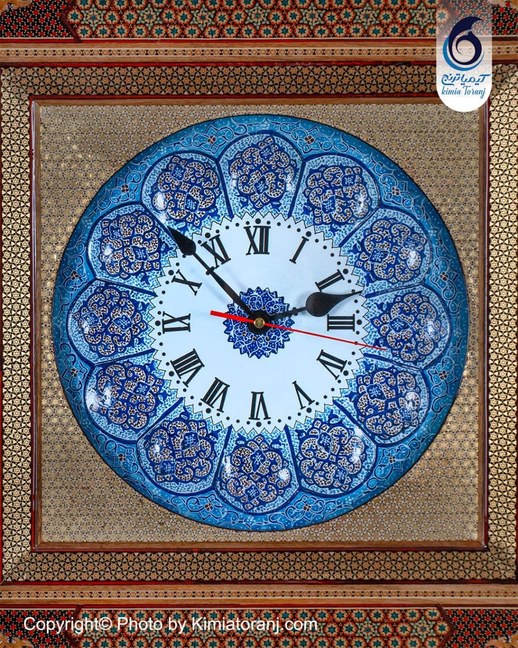 ساعت خاتم کاری چهارگوش با صفحه مینا و پلاک قلم زنی - 2