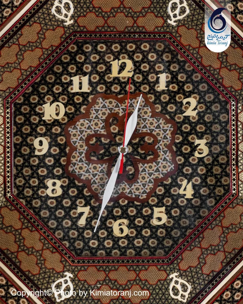 ساعت خاتم کاری هشت ضلعی با صفحه خاتم - 2