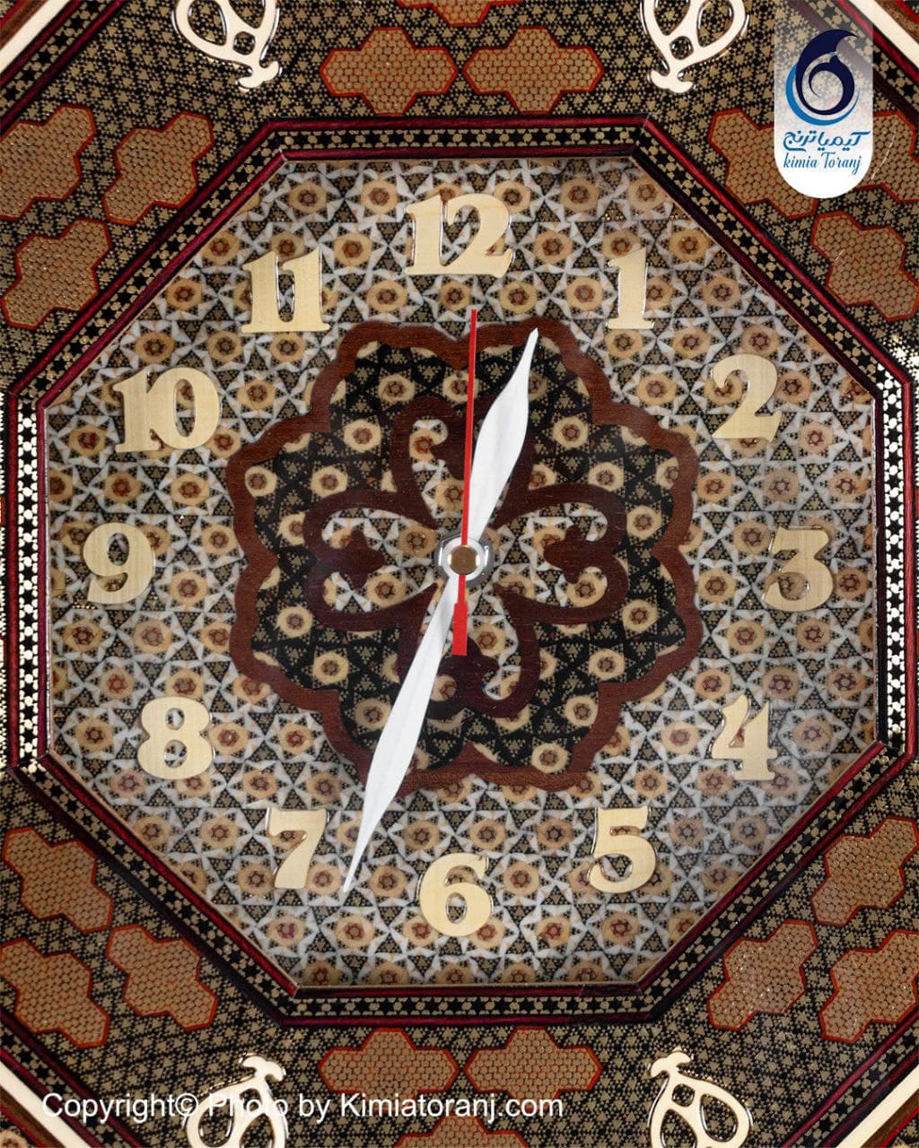 ساعت خاتم کاری هشت ضلعی با صفحه خاتم - 2