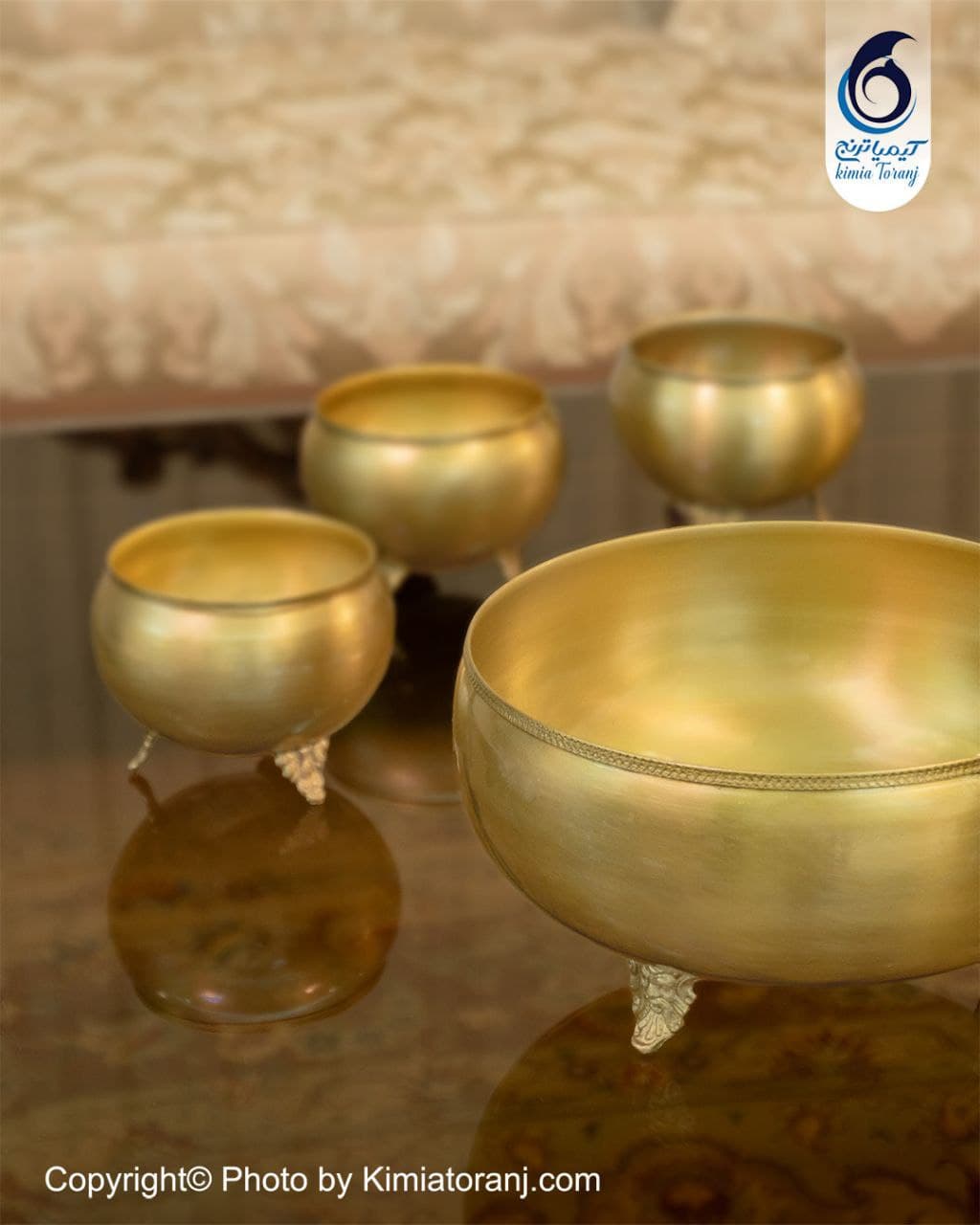 ست پسته خوری سه پایه ساده برنجی - 2