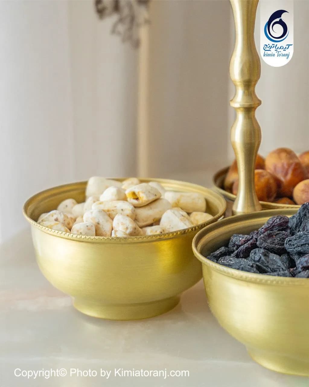 آجیل خوری سه قلو ساده سایز 2 برنجی - 2
