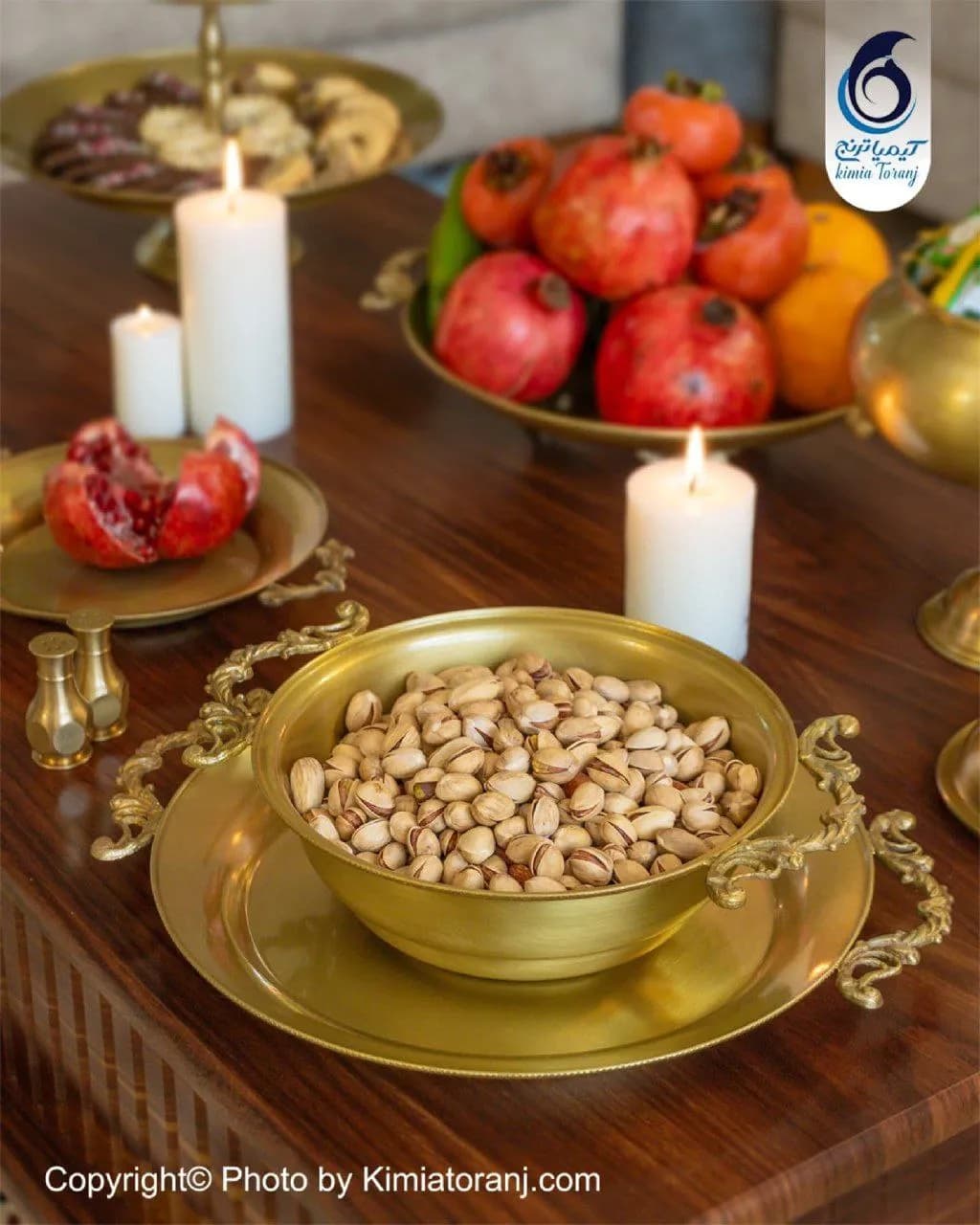 سرویس پذیرایی ساده  برنجی ضخیم - 2