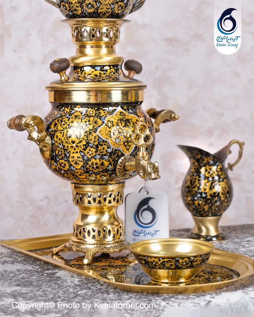 سرویس سماور زرینه ۱ لیتر توپی برنجی - 2