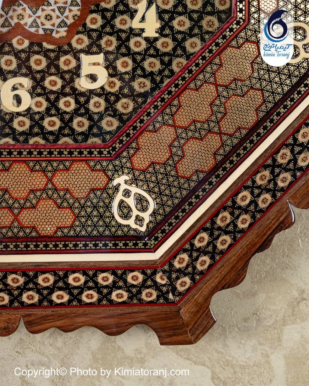 ساعت خاتم کاری هشت ضلعی با صفحه خاتم - 3