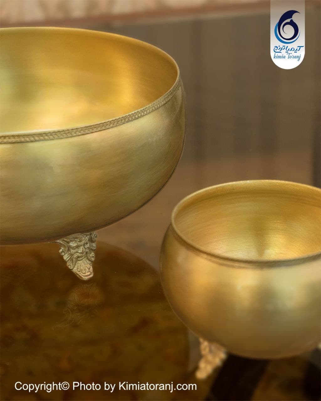 ست پسته خوری سه پایه ساده برنجی - 3