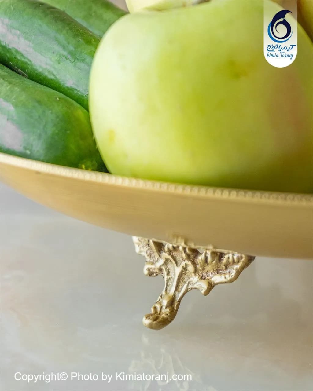 میوه خوری سه پایه دسته دار قطر 26 برنجی - 3